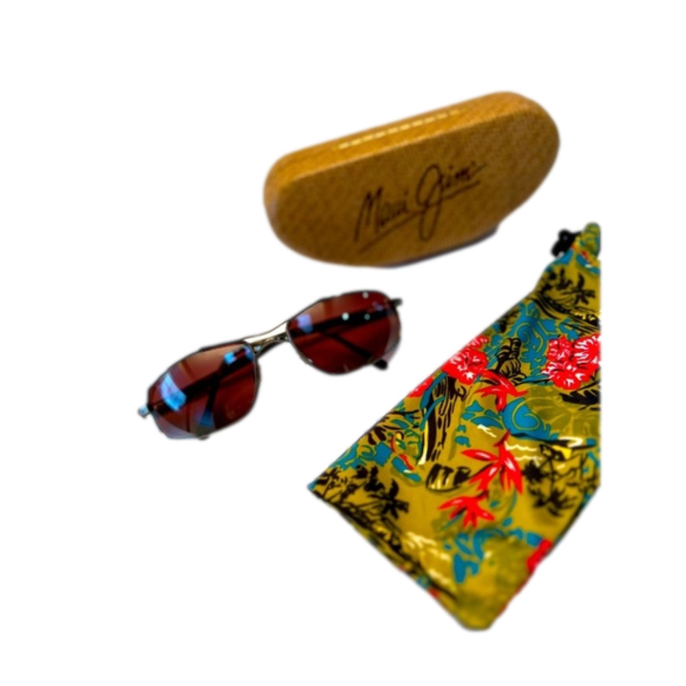 Maui Jim KAHUNA Polarized Rectangular Sunglasses in Gunmetal Frame W/Rose Lense